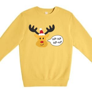 Reindeer Cartoon Ho Ho Cute Christmas Gift Premium Crewneck Sweatshirt