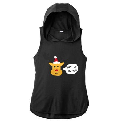 Reindeer Cartoon Ho Ho Cute Christmas Gift Ladies PosiCharge Tri-Blend Wicking Draft Hoodie Tank