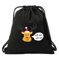 Reindeer Cartoon Ho Ho Cute Christmas Gift Drawstring Bag