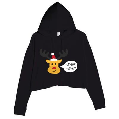 Reindeer Cartoon Ho Ho Cute Christmas Gift Crop Fleece Hoodie