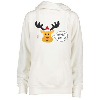 Reindeer Cartoon Ho Ho Cute Christmas Gift Womens Funnel Neck Pullover Hood