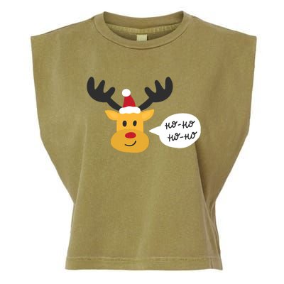 Reindeer Cartoon Ho Ho Cute Christmas Gift Garment-Dyed Women's Muscle Tee