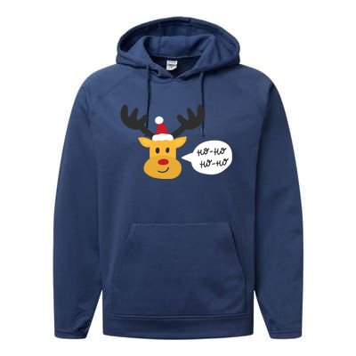 Reindeer Cartoon Ho Ho Cute Christmas Gift Performance Fleece Hoodie