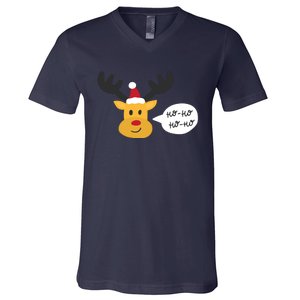 Reindeer Cartoon Ho Ho Cute Christmas Gift V-Neck T-Shirt