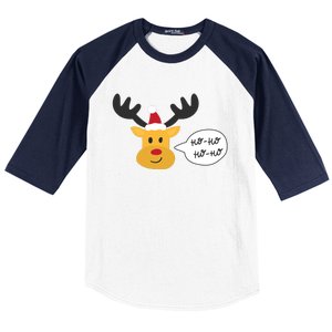 Reindeer Cartoon Ho Ho Cute Christmas Gift Baseball Sleeve Shirt