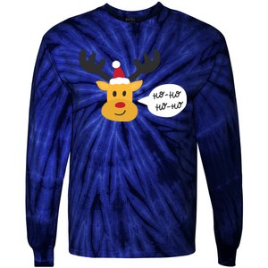 Reindeer Cartoon Ho Ho Cute Christmas Gift Tie-Dye Long Sleeve Shirt