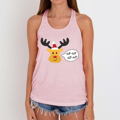 Reindeer Cartoon Ho Ho Cute Christmas Gift Women's Knotted Racerback Tank