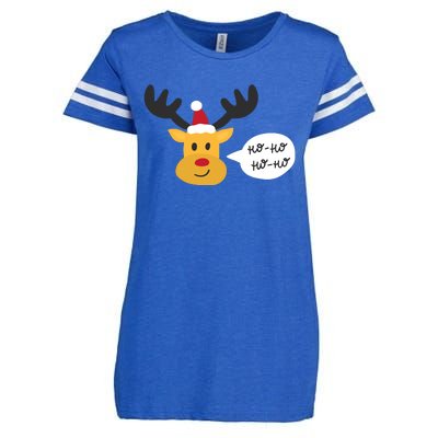 Reindeer Cartoon Ho Ho Cute Christmas Gift Enza Ladies Jersey Football T-Shirt