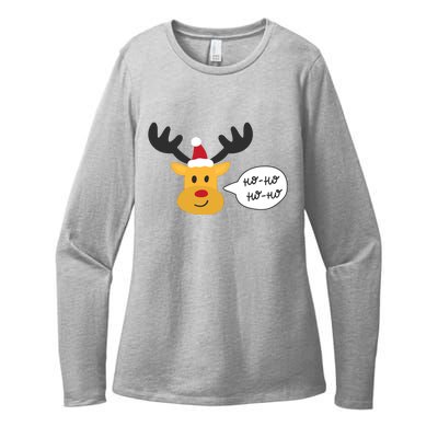 Reindeer Cartoon Ho Ho Cute Christmas Gift Womens CVC Long Sleeve Shirt