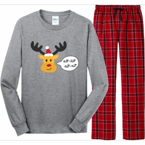 Reindeer Cartoon Ho Ho Cute Christmas Gift Long Sleeve Pajama Set