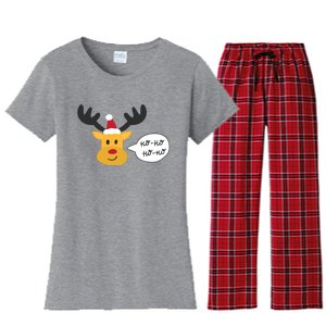 Reindeer Cartoon Ho Ho Cute Christmas Gift Women's Flannel Pajama Set