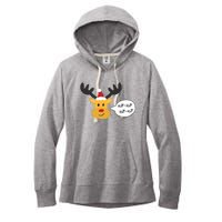 Reindeer Cartoon Ho Ho Cute Christmas Gift Women's Fleece Hoodie