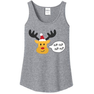 Reindeer Cartoon Ho Ho Cute Christmas Gift Ladies Essential Tank