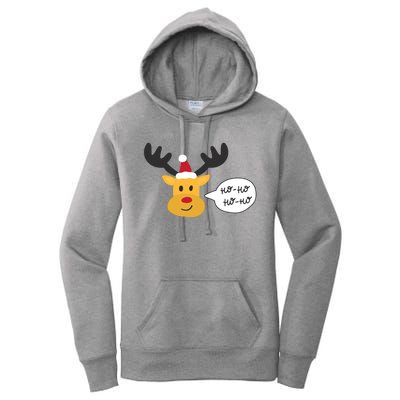 Reindeer Cartoon Ho Ho Cute Christmas Gift Women's Pullover Hoodie