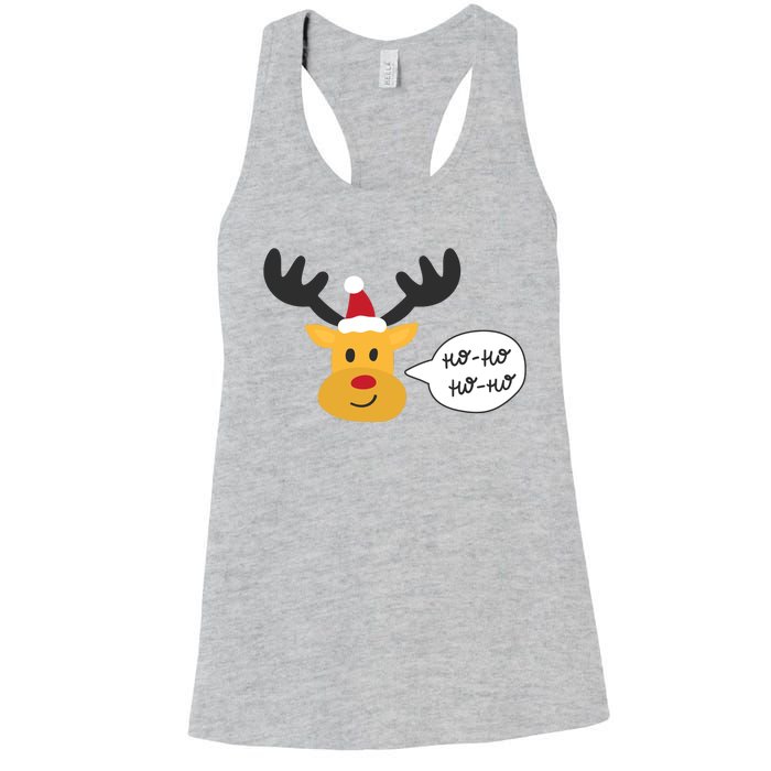 Reindeer Cartoon Ho Ho Cute Christmas Gift Women's Racerback Tank