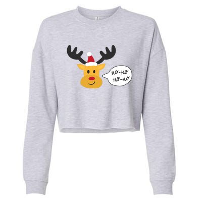 Reindeer Cartoon Ho Ho Cute Christmas Gift Cropped Pullover Crew