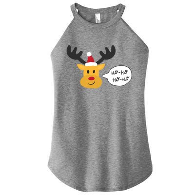 Reindeer Cartoon Ho Ho Cute Christmas Gift Women's Perfect Tri Rocker Tank