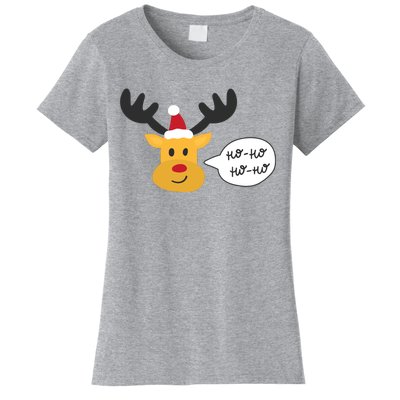 Reindeer Cartoon Ho Ho Cute Christmas Gift Women's T-Shirt