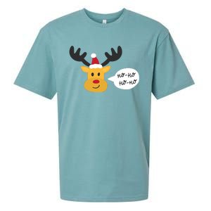 Reindeer Cartoon Ho Ho Cute Christmas Gift Sueded Cloud Jersey T-Shirt