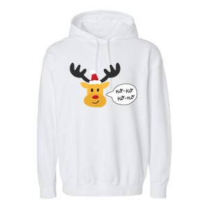 Reindeer Cartoon Ho Ho Cute Christmas Gift Garment-Dyed Fleece Hoodie