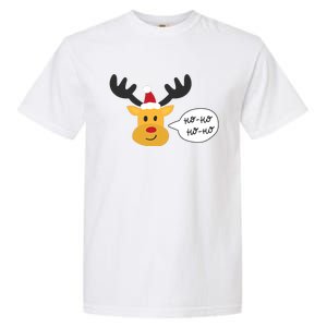 Reindeer Cartoon Ho Ho Cute Christmas Gift Garment-Dyed Heavyweight T-Shirt