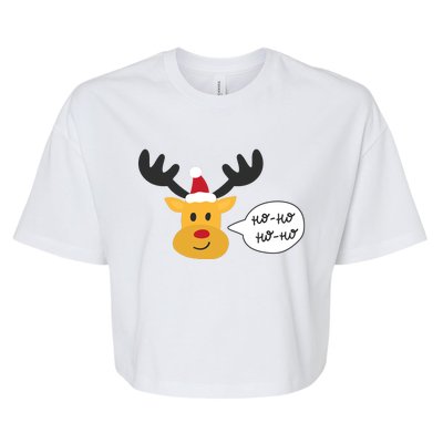 Reindeer Cartoon Ho Ho Cute Christmas Gift Bella+Canvas Jersey Crop Tee