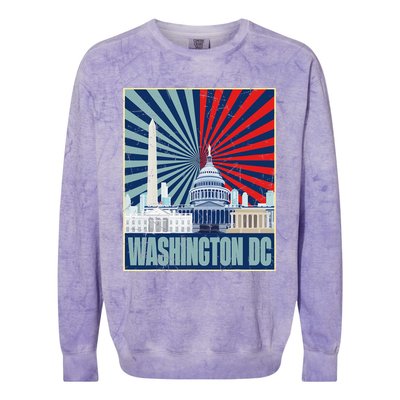 Retro Capitol Hill Washington DC American Flag 4th Of July Colorblast Crewneck Sweatshirt