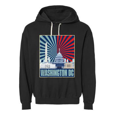 Retro Capitol Hill Washington DC American Flag 4th Of July Garment-Dyed Fleece Hoodie