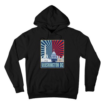 Retro Capitol Hill Washington DC American Flag 4th Of July Hoodie