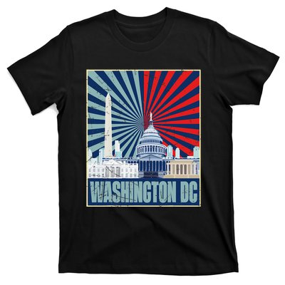 Retro Capitol Hill Washington DC American Flag 4th Of July T-Shirt