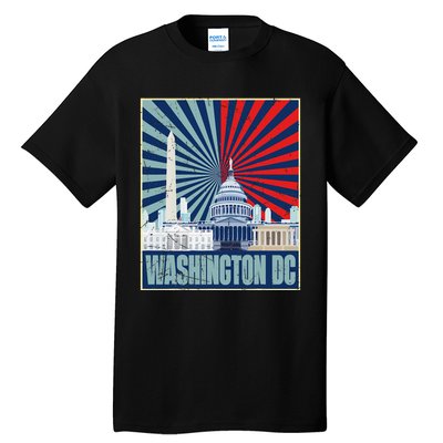 Retro Capitol Hill Washington DC American Flag 4th Of July Tall T-Shirt