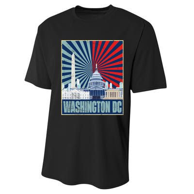 Retro Capitol Hill Washington DC American Flag 4th Of July Performance Sprint T-Shirt