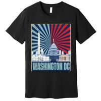 Retro Capitol Hill Washington DC American Flag 4th Of July Premium T-Shirt