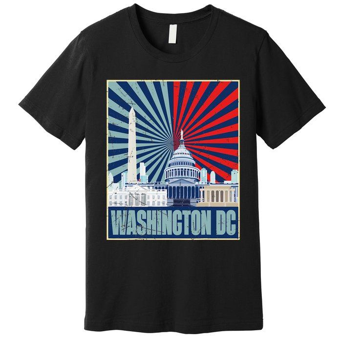 Retro Capitol Hill Washington DC American Flag 4th Of July Premium T-Shirt