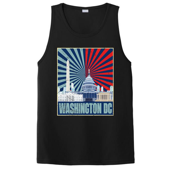 Retro Capitol Hill Washington DC American Flag 4th Of July PosiCharge Competitor Tank