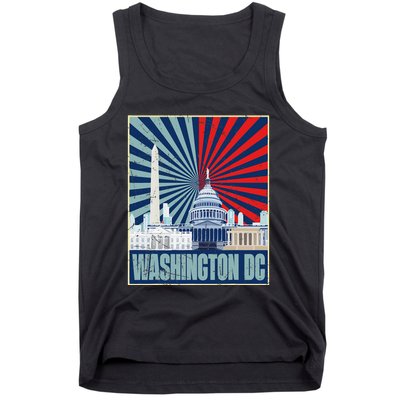 Retro Capitol Hill Washington DC American Flag 4th Of July Tank Top