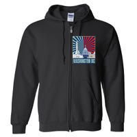 Retro Capitol Hill Washington DC American Flag 4th Of July Full Zip Hoodie