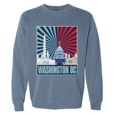 Retro Capitol Hill Washington DC American Flag 4th Of July Garment-Dyed Sweatshirt