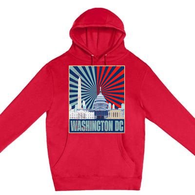 Retro Capitol Hill Washington DC American Flag 4th Of July Premium Pullover Hoodie