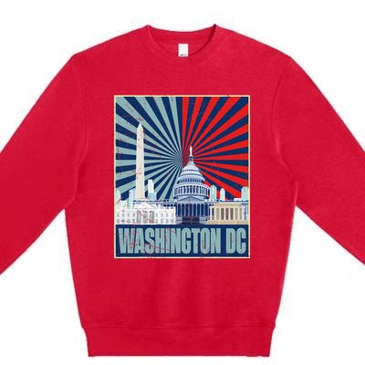 Retro Capitol Hill Washington DC American Flag 4th Of July Premium Crewneck Sweatshirt