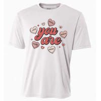 Retro Candy Heart Teacher Valentines Day You Are Enough Cooling Performance Crew T-Shirt