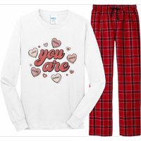 Retro Candy Heart Teacher Valentines Day You Are Enough Long Sleeve Pajama Set