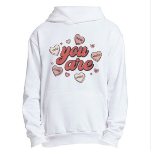 Retro Candy Heart Teacher Valentines Day You Are Enough Urban Pullover Hoodie