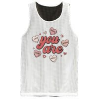 Retro Candy Heart Teacher Valentines Day You Are Enough Mesh Reversible Basketball Jersey Tank