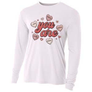 Retro Candy Heart Teacher Valentines Day You Are Enough Cooling Performance Long Sleeve Crew