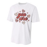 Retro Candy Heart Teacher Valentines Day You Are Enough Performance Sprint T-Shirt