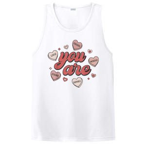 Retro Candy Heart Teacher Valentines Day You Are Enough PosiCharge Competitor Tank