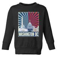 Retro Capitol Hill Washington Dc American Flag Toddler Sweatshirt