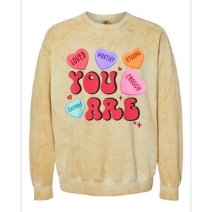 Retro Candy Heart Teacher Valentines Day You Enough Colorblast Crewneck Sweatshirt