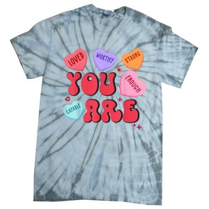 Retro Candy Heart Teacher Valentines Day You Enough Tie-Dye T-Shirt